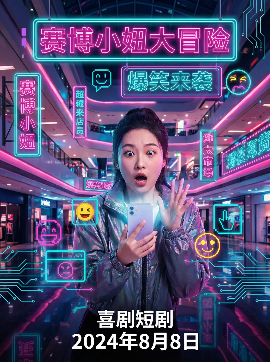 免费看NBA直播和回放的软件 搞笑喜剧短剧 - 赛博小妞大冒险海报